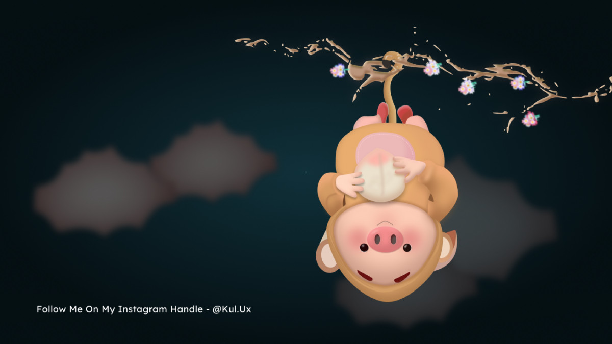 Monkey + piggy 3D figma illustration free