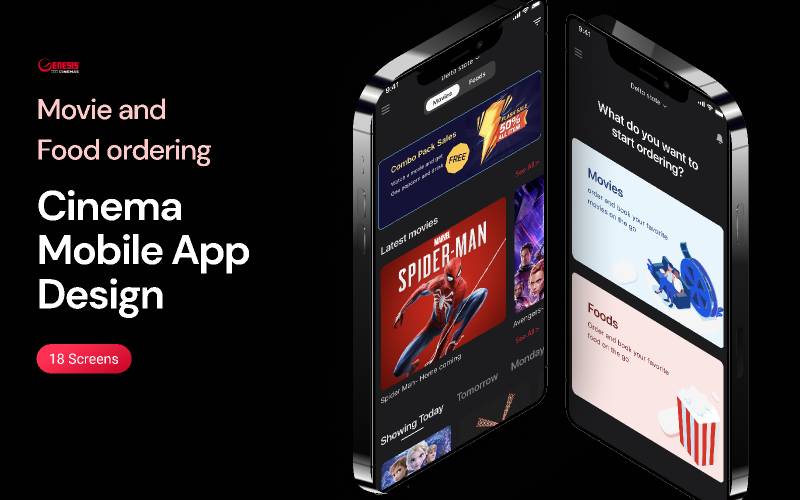Movie AND food Cinema Ordering App figma