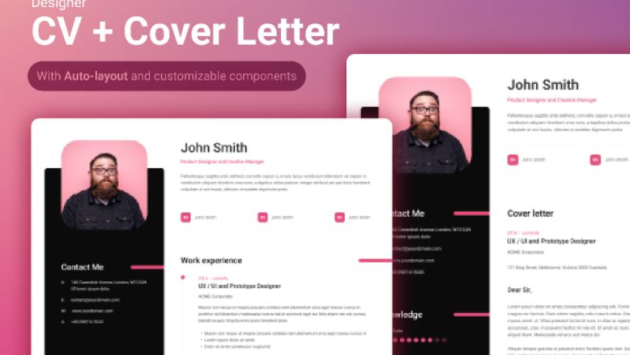 Multipurpose CV and Cover Letter - Figma Print Templates