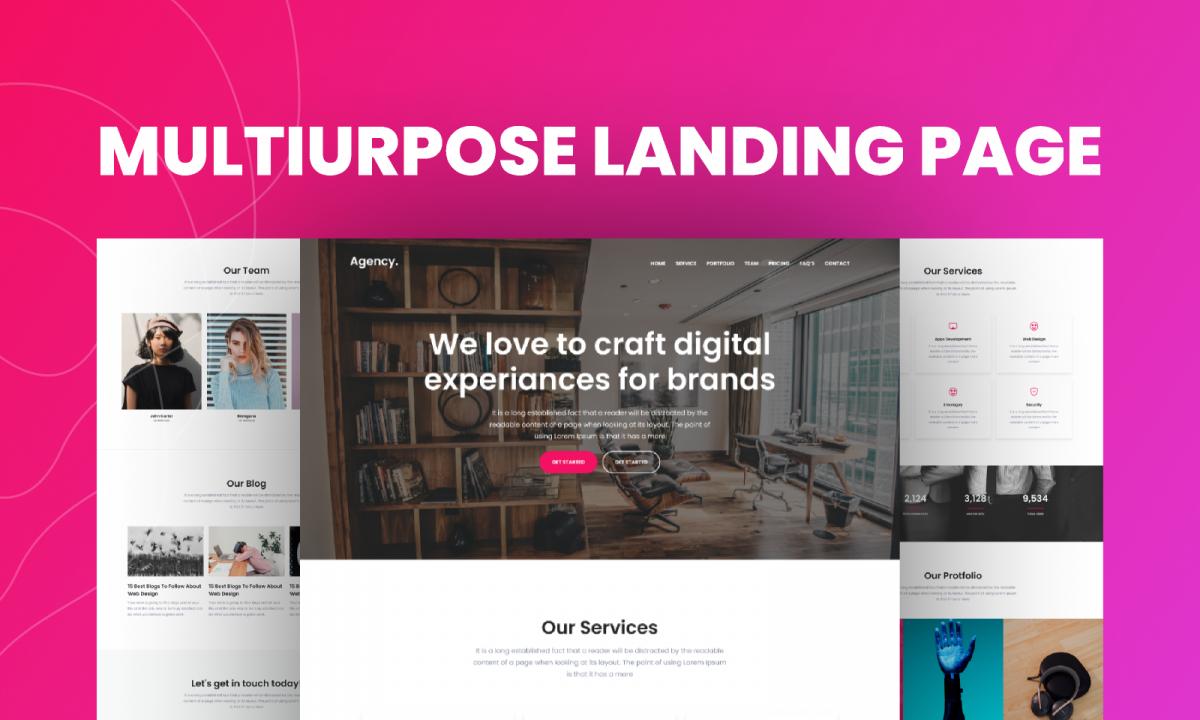 Multipurposse Landing Page Figma Free Design
