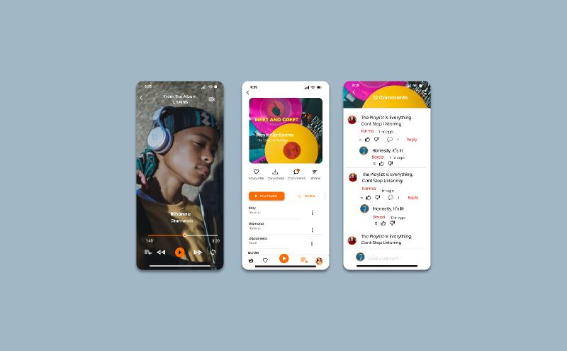 music app figma mobile template