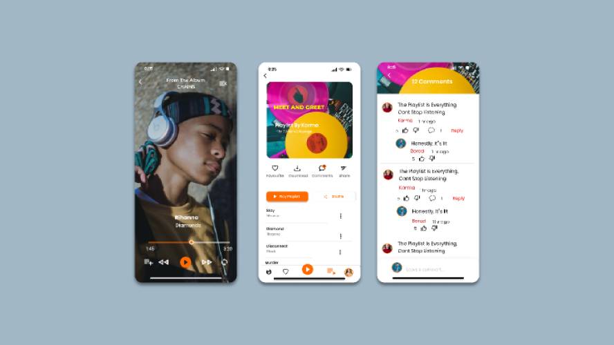 music app figma mobile template