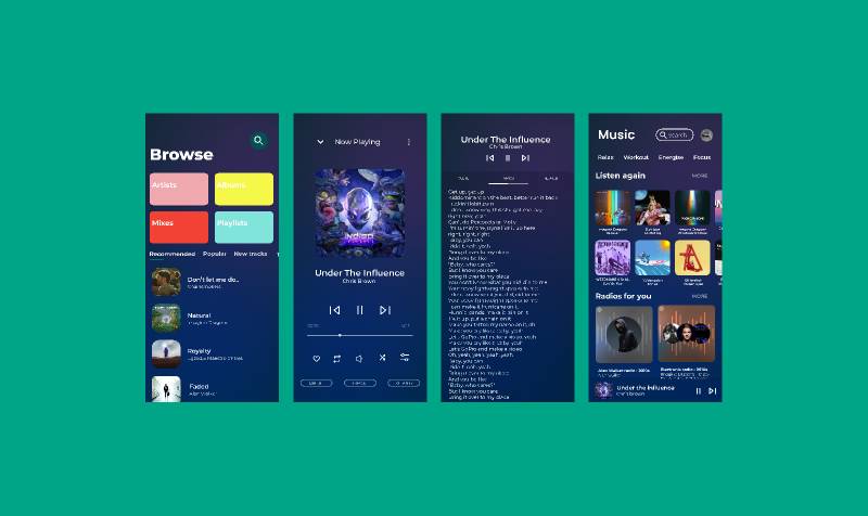 Music app figma mobile template free download