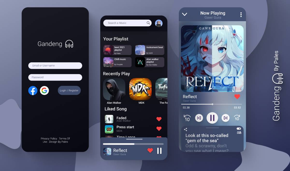 Music Player (Gandeng) Futureristic Design Figma Template