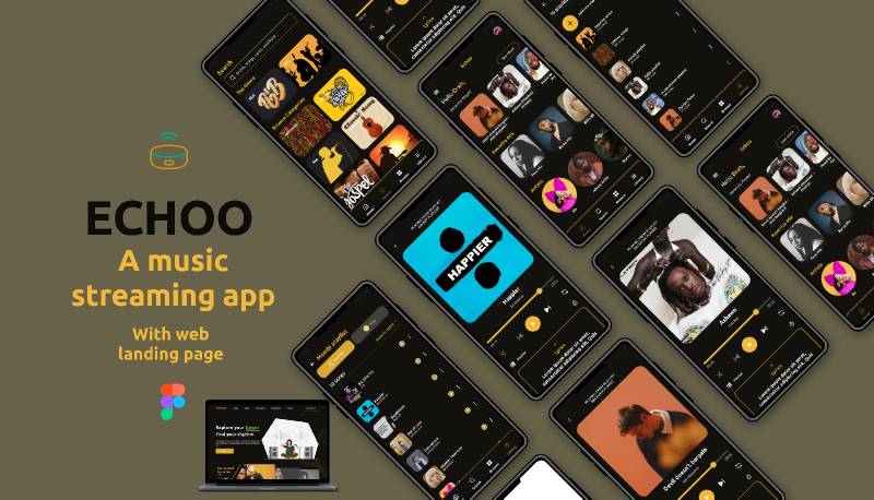 Music streaming app figma mobile template