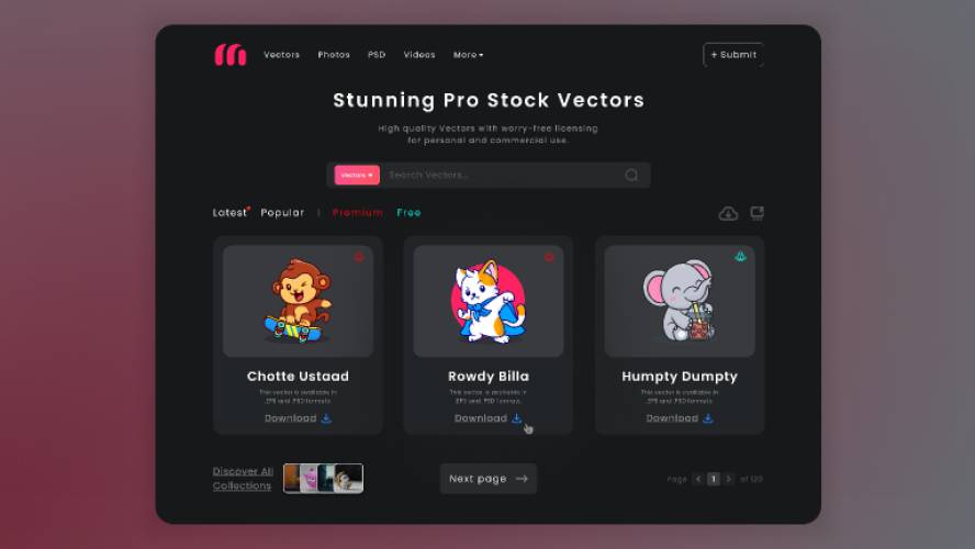 My Vectors Site - Landing Page Figma Website Template