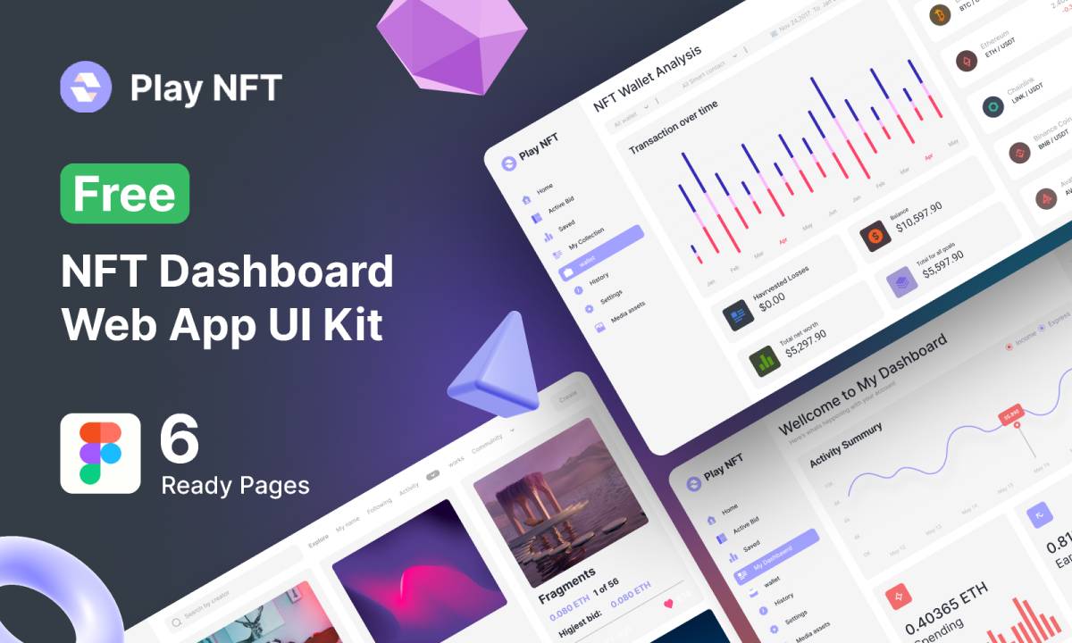 NFT Dashboard Web App UI Kit Figma Template