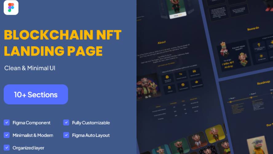 NFT Landing Page Blockchain UI Figma Website Template