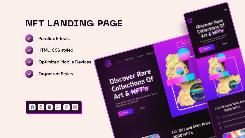 NFT Marketplace Landing Page UI UX Design Figma Website Template