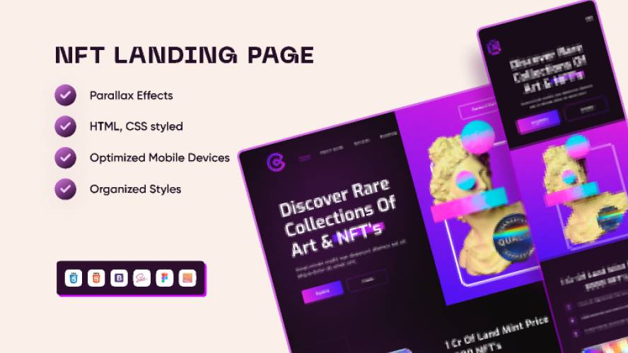 NFT Marketplace Landing Page UI UX Design Figma Website Template