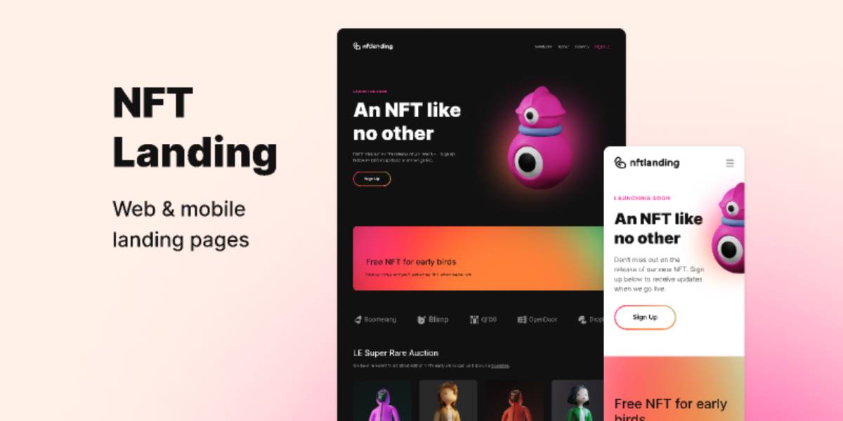 NFT Startup Landing Page Figma Template