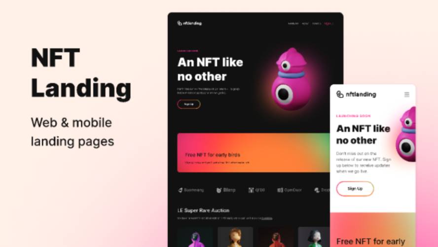 NFT Startup Landing Page Figma Template