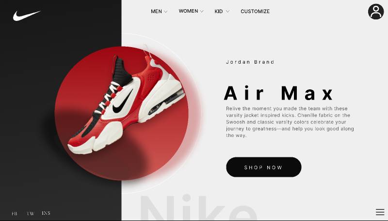 Nike Air max - Figma Landing Page