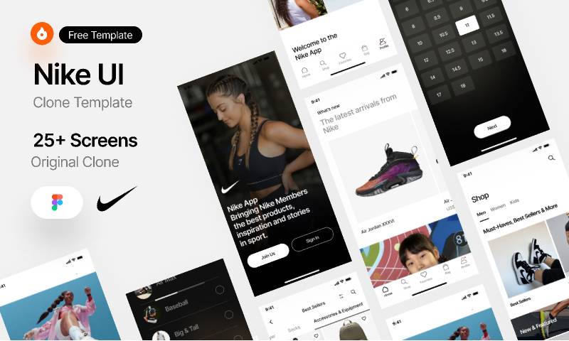 Nike App iOS Clone UI Template Figma Resource