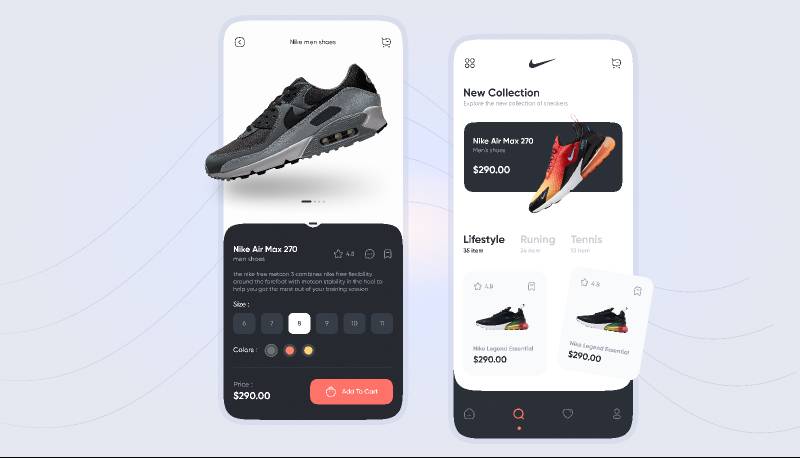 nike shoe app design concept figma template