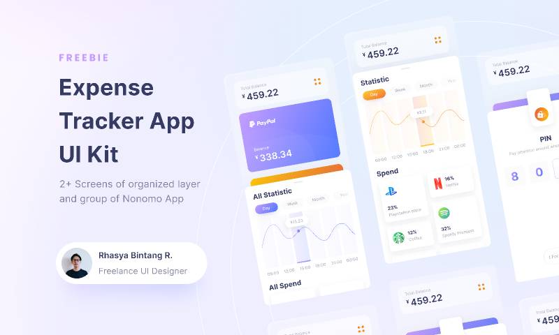Nonomo - Expense Tracker UI Kit figma templates free