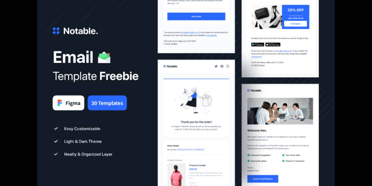 Notable - Email Figma Template Freebies