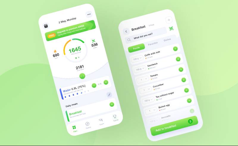 Nutrition app concept dribbble figma template