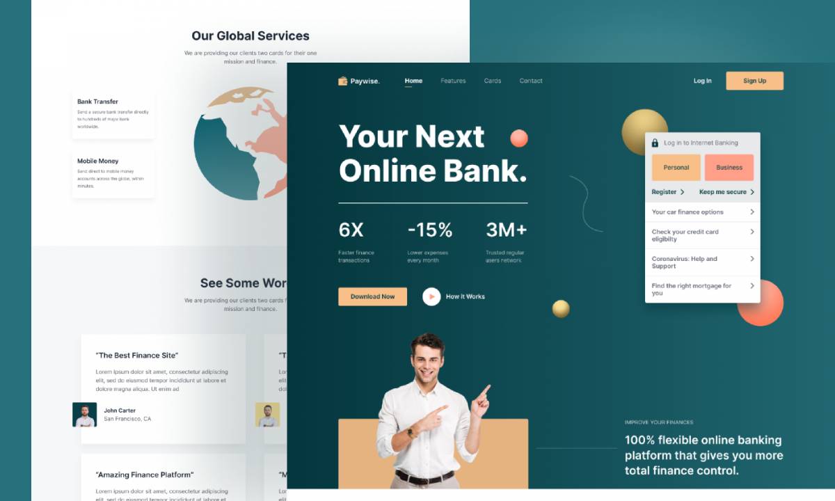 Online Banking Website landing page design