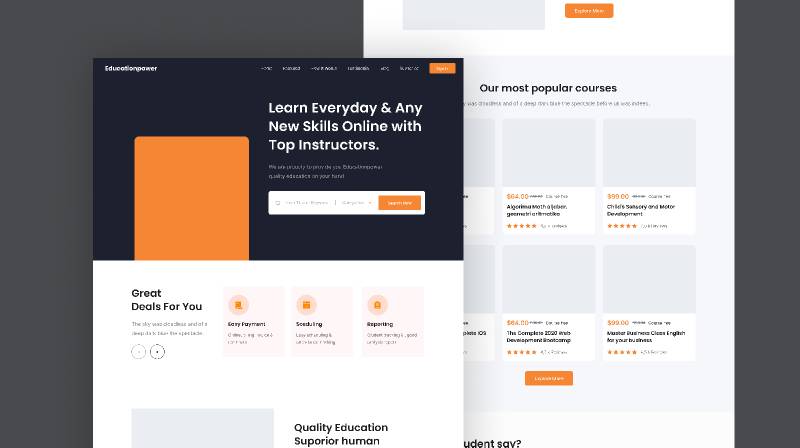 Online course landing page Figma template