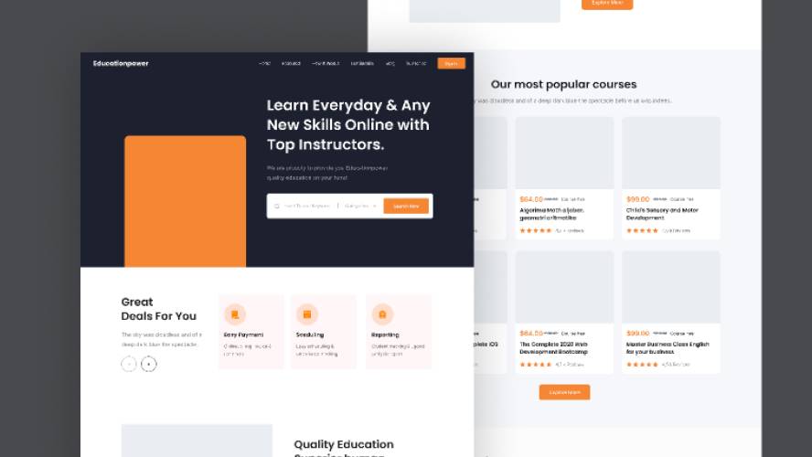 Online course landing page Figma template
