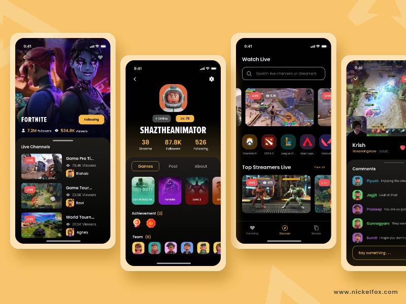 Online Game Streaming App Figma Mobile Template