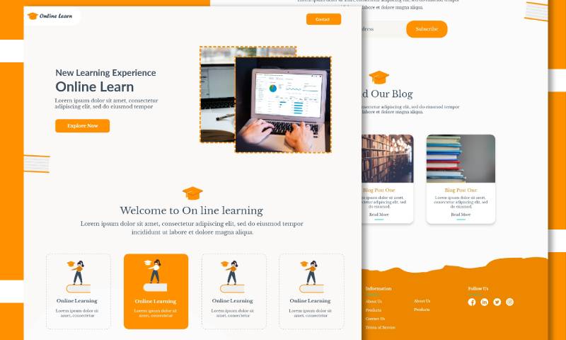 Online Learning Figma Landing Page