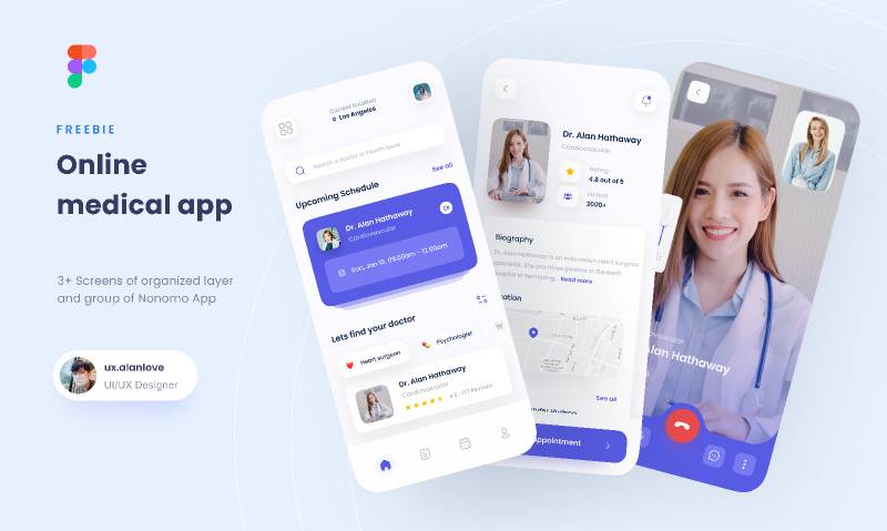 Online medical app figma mobile template