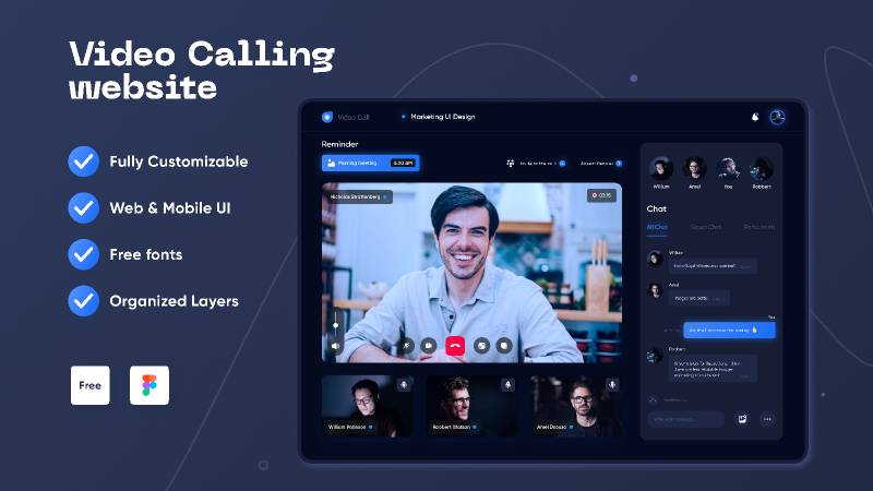 Online Video Calling Website UI UX Design Figma Mobile Template