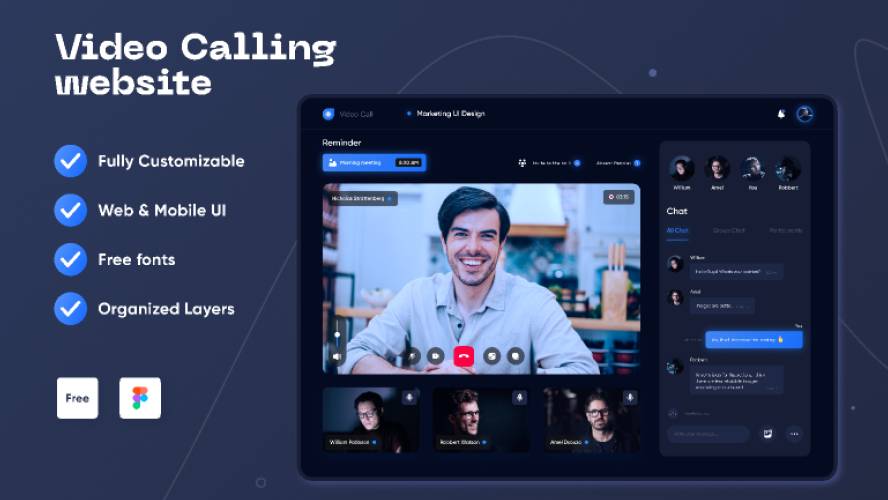 Online Video Calling Website UI UX Design Figma Mobile Template