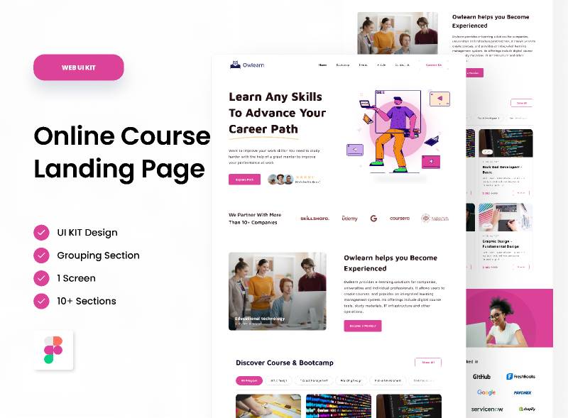 Owlearn - Online Course Landing Page Figma Template