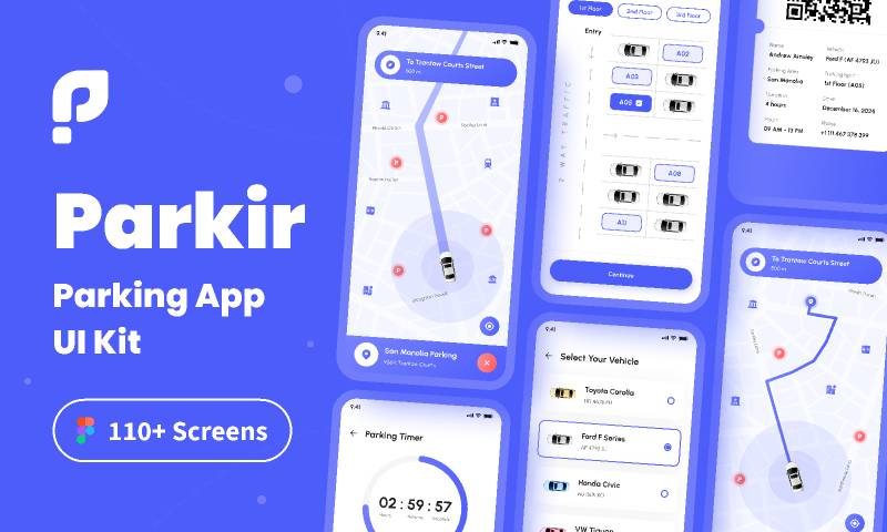 Parkir - Parking App UI Kit Figma Template