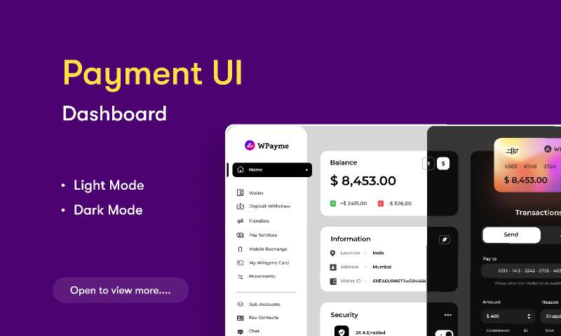 Payment App UI dashboard Figma Website Template