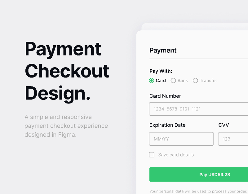 Payment Checkout Design Figma Free Template