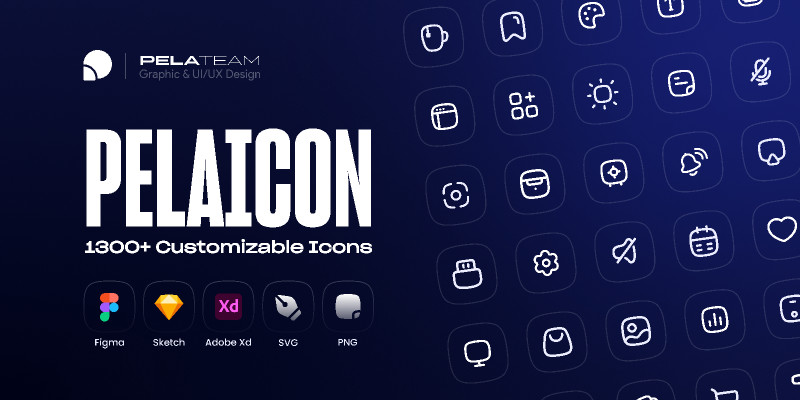 Pelaicon - 1300+ Customizable Figma Icons
