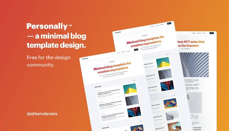 Personally A minimal Figma blog template design
