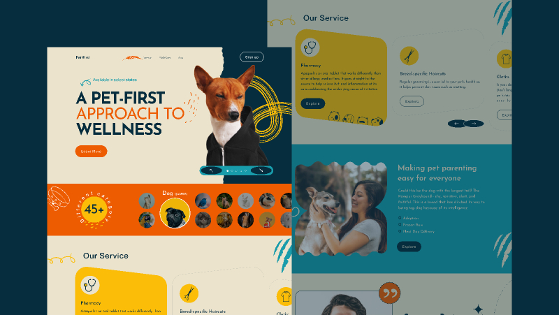 Pet shop landing page figma free template