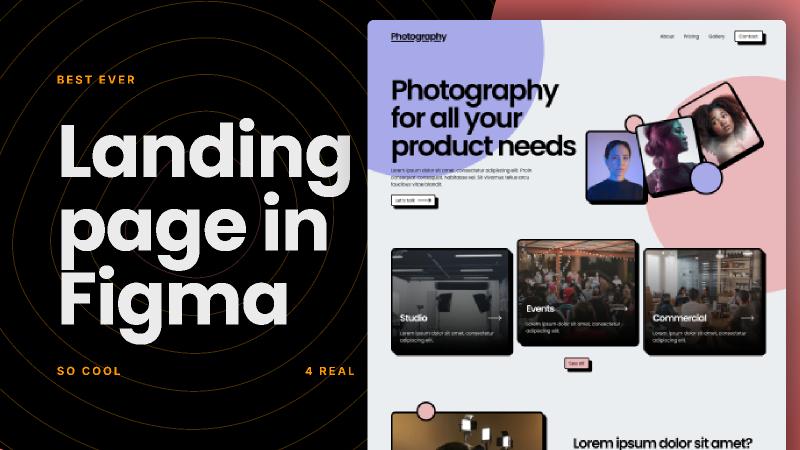 Photography Landing page design Figma template