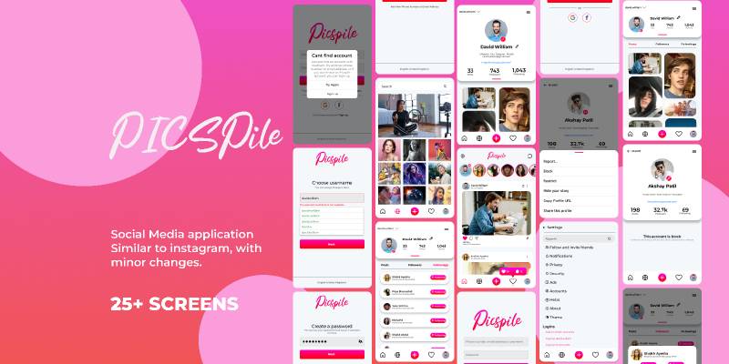 PICSPILE Social Media Figma Mobile Template