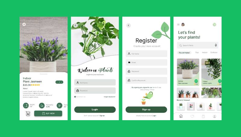 Plants fresher sale app figma template