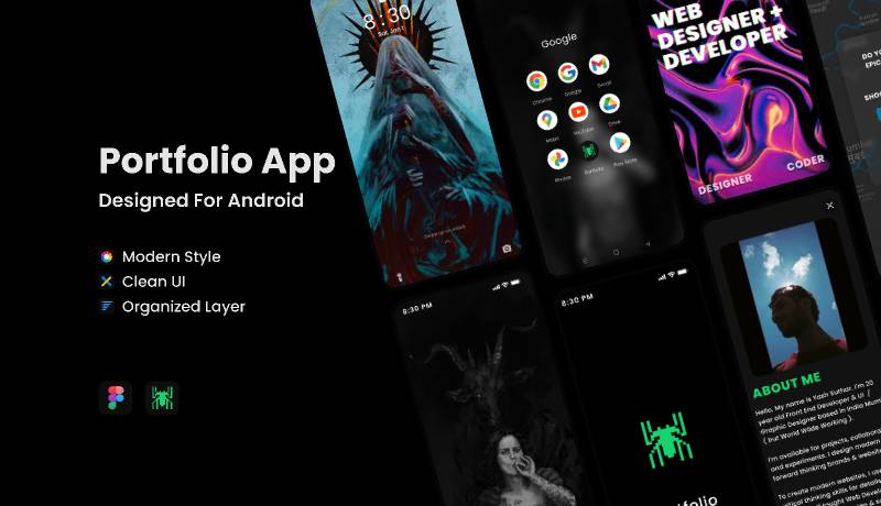 Portfolio App On Android Device Figma Mobile Template