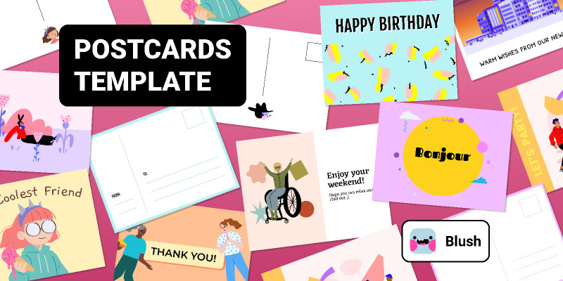 Postcard & E-card Template with Illustrations figma