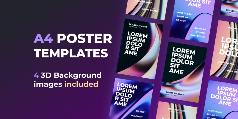 Poster templates with 3D abstract backgrounds