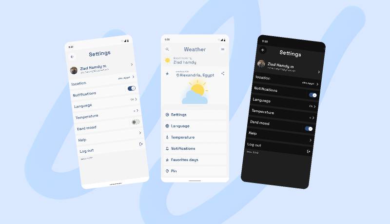 Profile-Settings Weather app Figma Mobile Template
