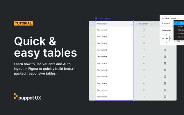 Quick & easy tables Figma