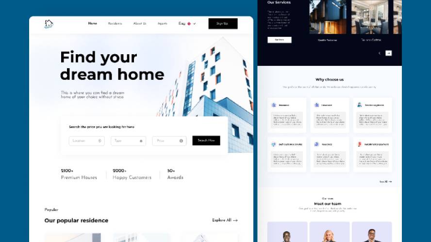 Real estate landing page figma template