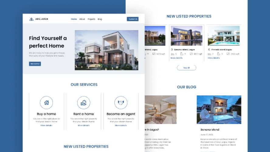 Real estate landing page figma website template