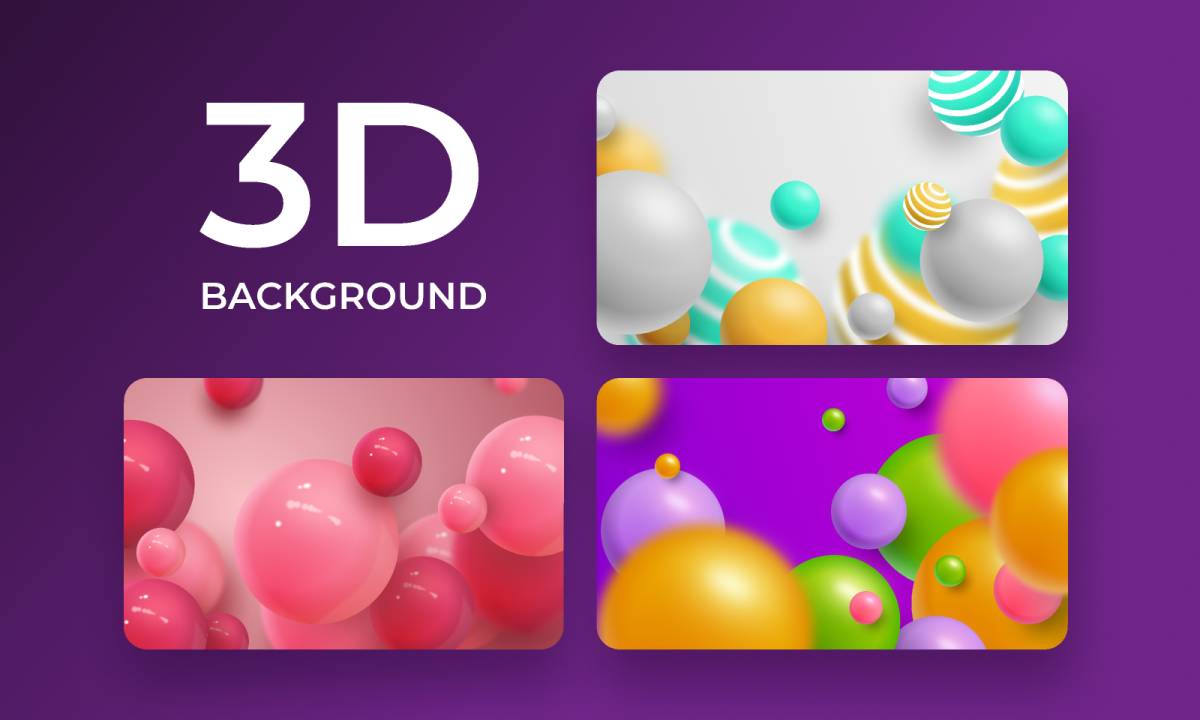 Realistic spheres 3D background figma template