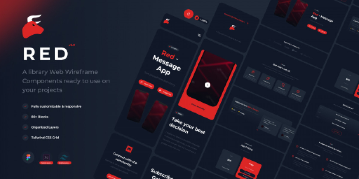 Red Figma Wireframe Kit