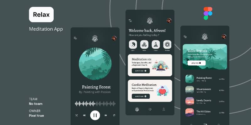 Relax Figma Music App Template